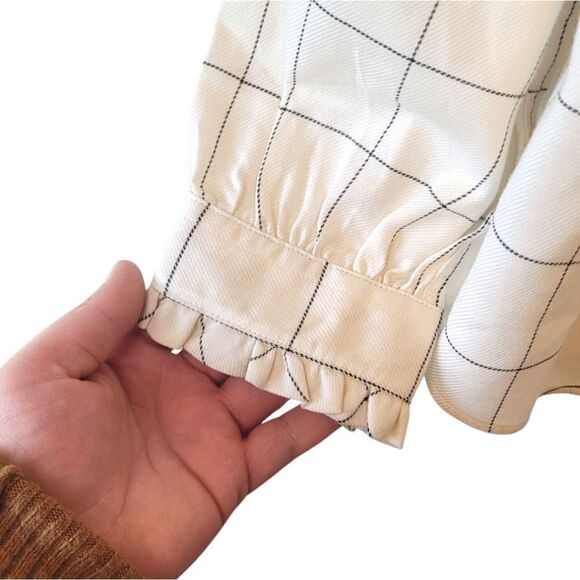 UNTUCKit For Her Ivory Winona Window Pane Button Down Shirt Women - Picture 6 of 7